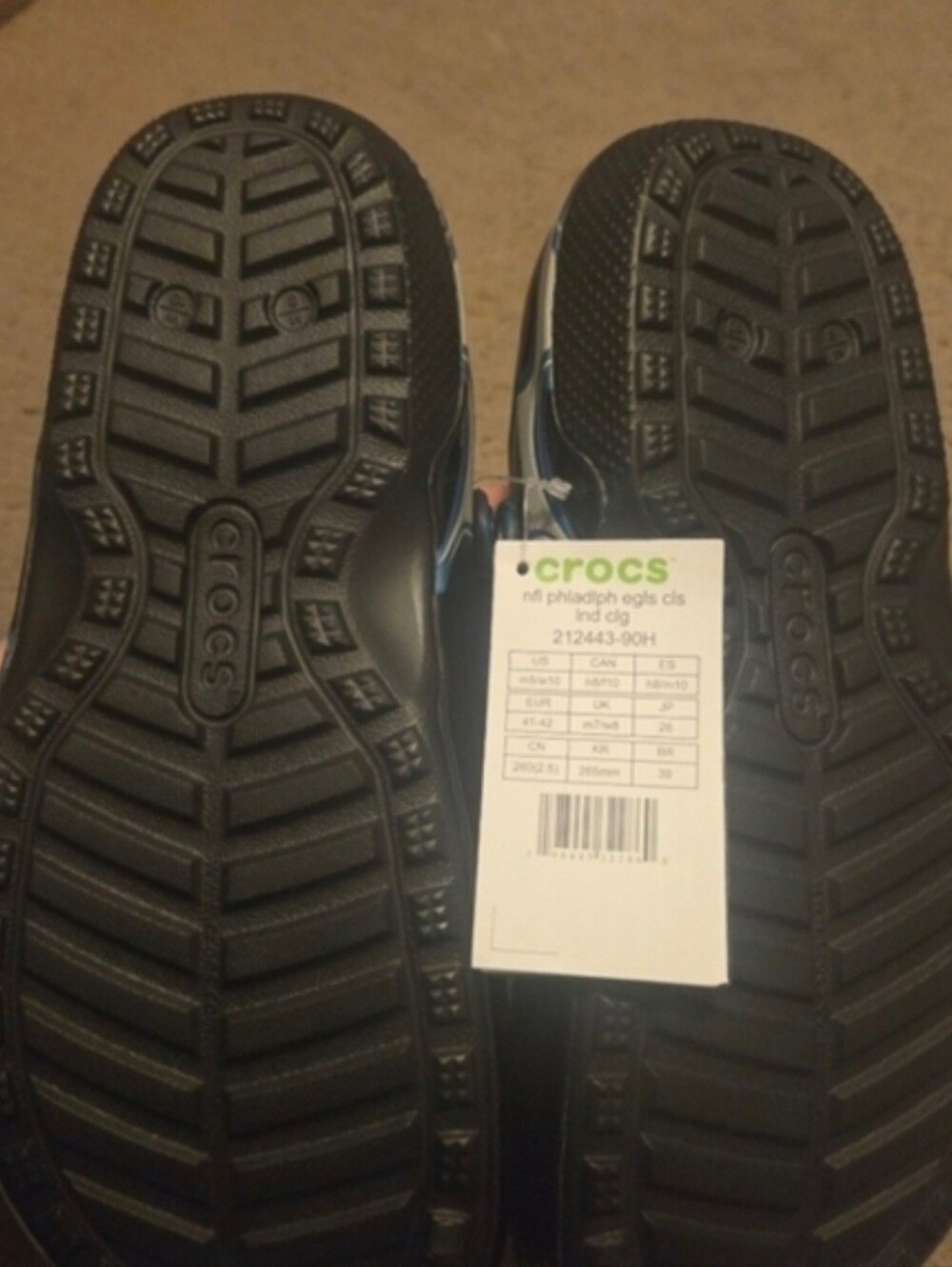 CROCS NFL Philadelphia Eagles Classic Lined Clogs Sz 8 Men's/10 Women's NWT - Picture 5 of 6